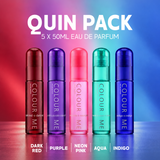 Colour Me Dark Red, Purple, Neon Pink, Aqua, Indigo - 50ml Quin Pack