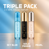 COLOUR ME Sky Blue, Gold Femme, Pearl - 50ml Triple Pack EDP