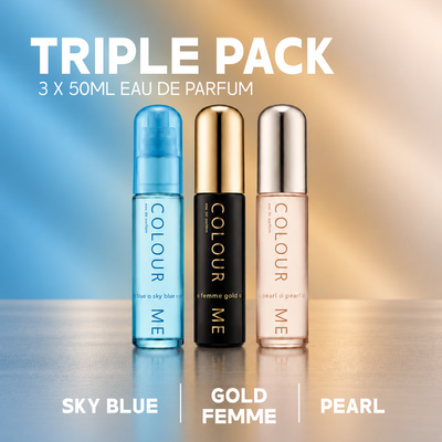 COLOUR ME Sky Blue, Gold Femme, Pearl - 50ml Triple Pack EDP