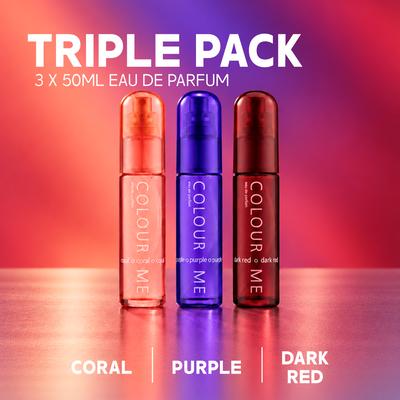 Colour Me Purple/Dark Red/Coral Eau de Parfum Triple Pack 3 x 50
