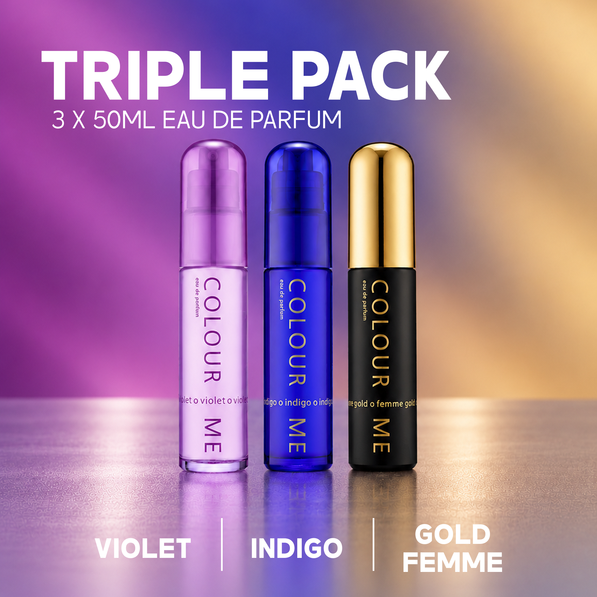 COLOUR ME Violet, Indigo, Femme Gold - 50ml Triple Pack EDP