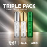 COLOUR ME Silver Sport, Gold Homme, Green - 50ml Triple Set EDP